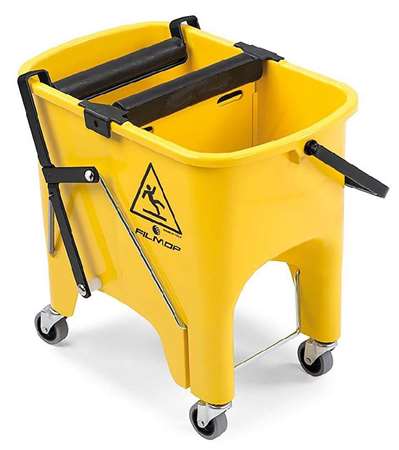 Image de SEAU LAVAGE ROCKET AVEC PRESSE A ROULEAU + ROUES