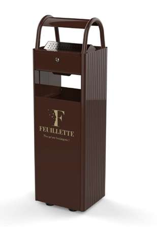 CORBEILLE KOPA 6L+30L RAL 8017+ LOGO FEUILLETTE BEIGE