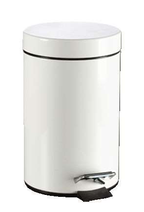 Image de POUBELLE METAL PEDALE BASIC 5L BLANC AVEC SEAU INTERIEUR