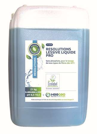 RESOLUTIONS LESSIVE LINGE LIQ ECOLABEL 20L/21KG