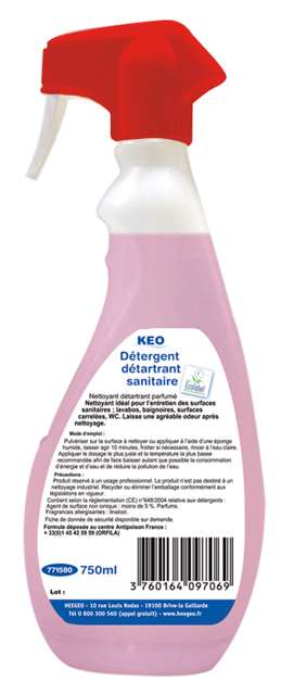 Image de KEO DETERGENT DETARTRANT SANITAIRE 750ML ECOLABEL
