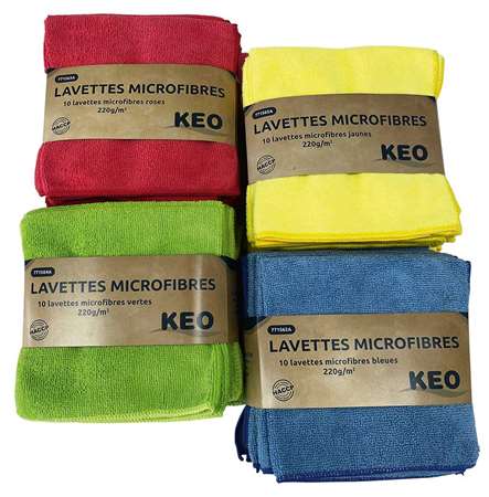 Image de KEO LAVETTE MICROFIBRE 38X38CM BLEUE SACHET DE 10