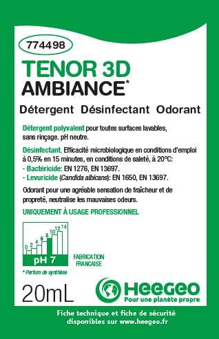 Image de TENOR 3D DETERG DESINFECT DESODO AMBIANCE 250 DOSES DE 20 ML
