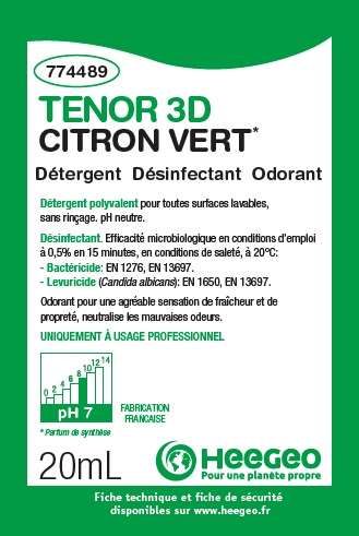 Image de TENOR 3D DETERG DESINFECT DESODO CITRON 250 DOSES 20 ML