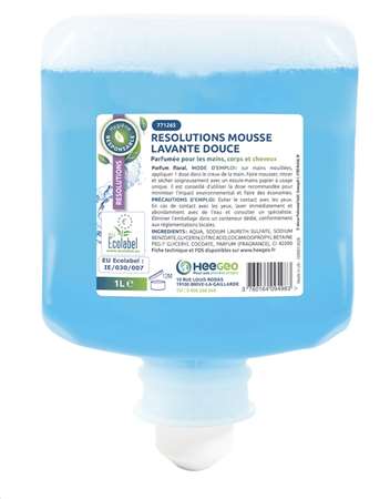 Image de RESOLUTIONS MOUSSE LAVANTE MAINS CORPS CHEVEUX 1L ECOLABEL