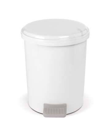 Image de POUBELLE RONDE PLASTIQUE A PEDALE BLANCHE 12L