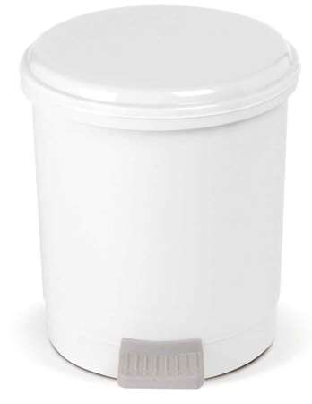 Image de POUBELLE RONDE PLASTIQUE A PEDALE BLANCHE 3L