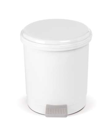 Image de POUBELLE RONDE PLASTIQUE A PEDALE BLANCHE 6L
