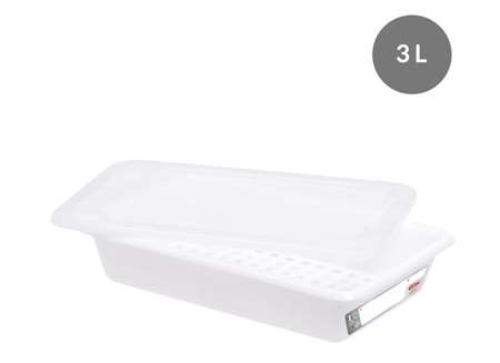 Image de BAC PLAT 3 L HACCP blanc + couvercle + grille