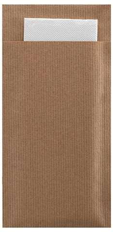 POCHETTES SERV. OUATE 8.5 X 20 CM KRAFT BRUN /BLANC X 500