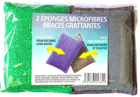 Image de EPONGE MICROFIBRE GRATTANTE DOUBLE FACE X 2